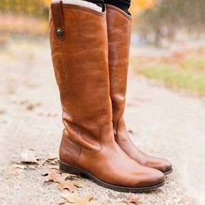 Frye Melissa Button Equestrian Riding Cognac Boots